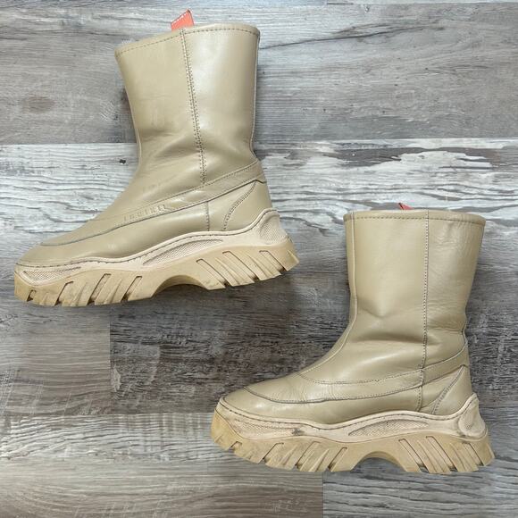 Inuikii Shearling Lined Leather Platform Winter Boots Beige Chunky Sole EU 39 - Picture 8 of 8